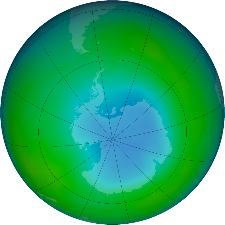 Antarctic ozone map for June 1987